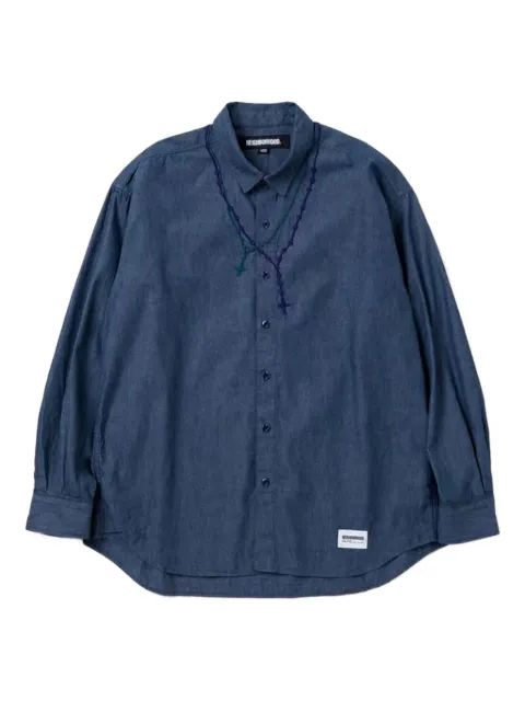 Neighborhood embroidered-rosary cotton shirt Blue 241AQNHSHM11