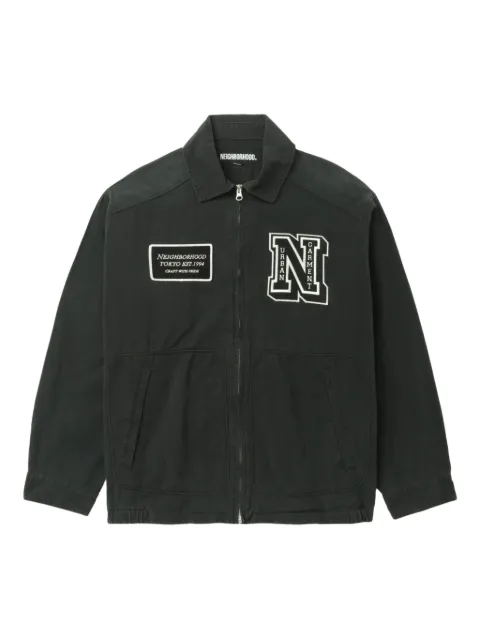 Neighborhood logo-patch zip-fastening jacket Black 241SPNHJKM05