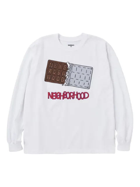 Neighborhood chocolate-bar graphic long-sleeve T-shirt White 242PCNHLT18
