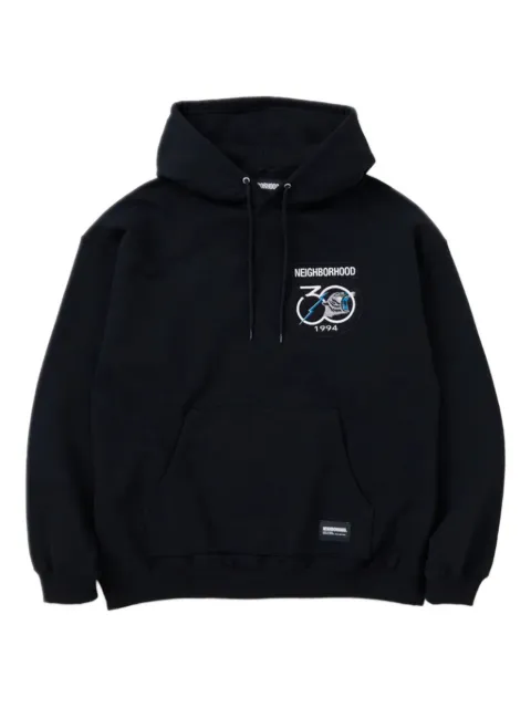 Neighborhood embroidered-patch hoodie Black 241UWNHCSM01S