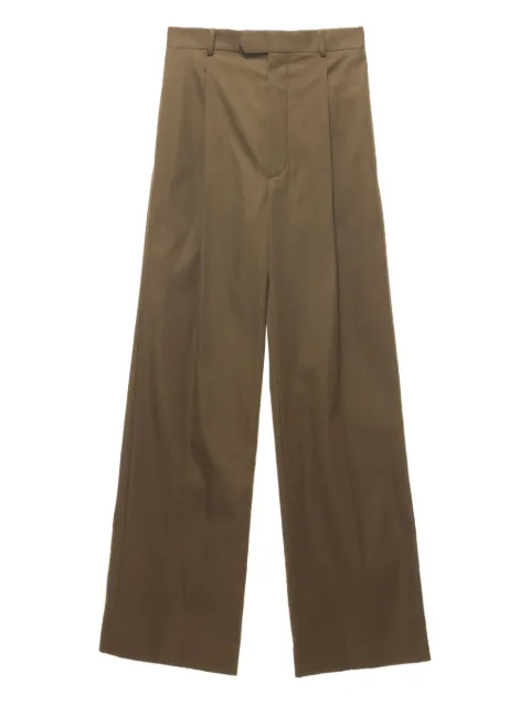 Carven pleated-front cotton trousers Brown 6252K21140N883