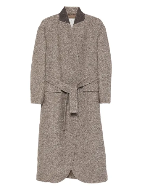 Brunello Cucinelli belted tweed coat Brown MG5319932C6321