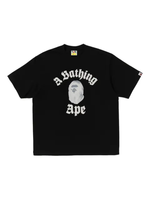 A BATHING APE® ape-head college-style T-shirt Black 001TEL801330M