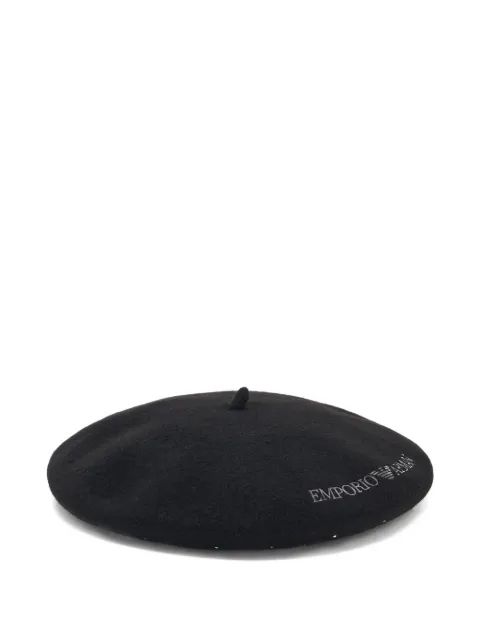 Emporio Armani logo-embroidered beret Black EW003512AF20033