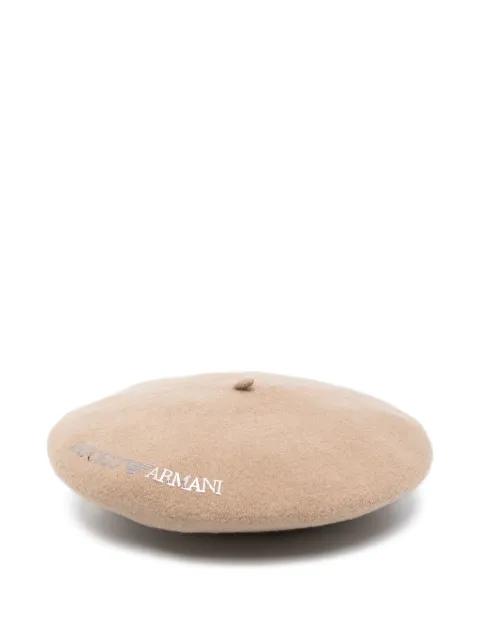 Emporio Armani embroidered wool beret Neutrals EW003512AF20033