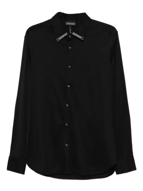 Emporio Armani logo-plaque long-sleeve shirt Black EM003055AF10761