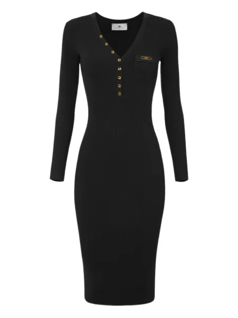 Elisabetta Franchi ribbed button-fastening midi dress Black AM10B56E2