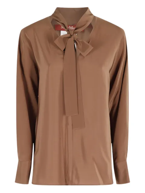 Max Mara bow-collar silk blouse Brown 2526116051600