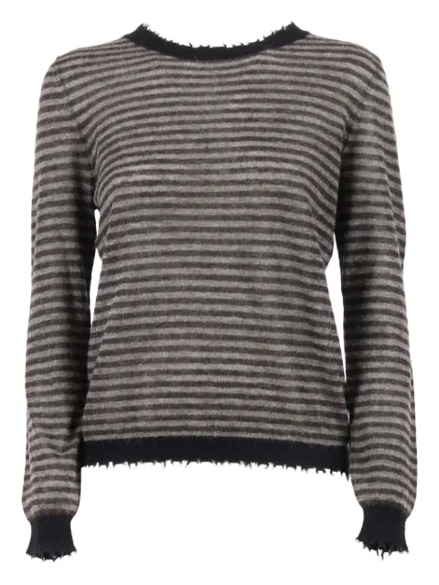 Kangra striped frayed-edge sweater Grey 292001