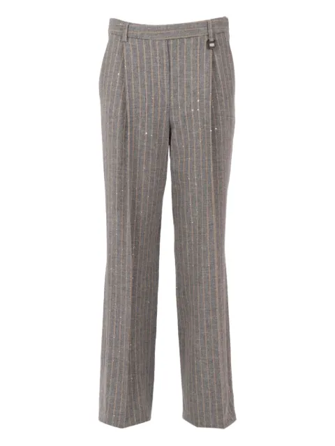 Lorena Antoniazzi sequin-embellished pinstriped trousers Grey A2547PA07B4973