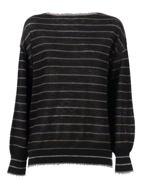 Kangra striped frayed-edge sweater Black 292113