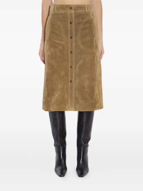 Arma Elen snap-button suede midi skirt Brown 008L256072
