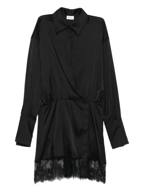 THE ANDAMANE lace-trimmed satin dress Black T180103A