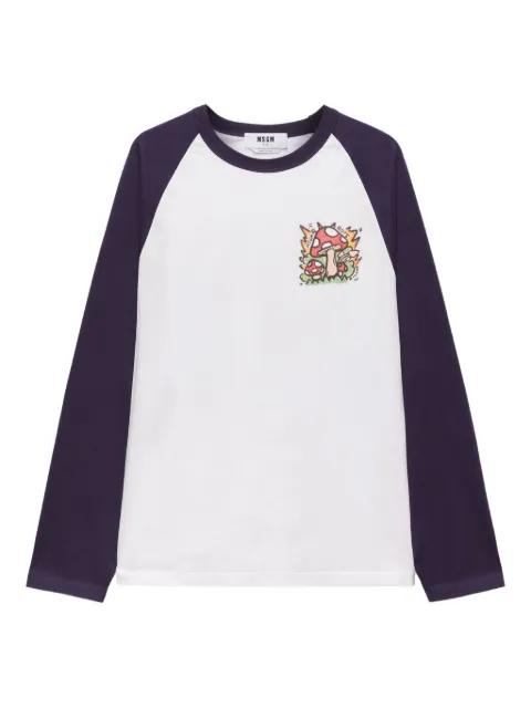 MSGM long-sleeve graphic-print T-shirt White 3940MM78257798