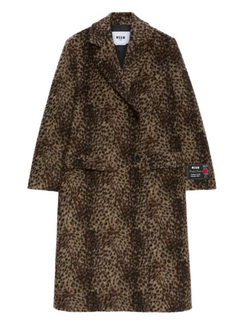 MSGM leopard-print double-breasted coat Brown 3941MDC03Y257609