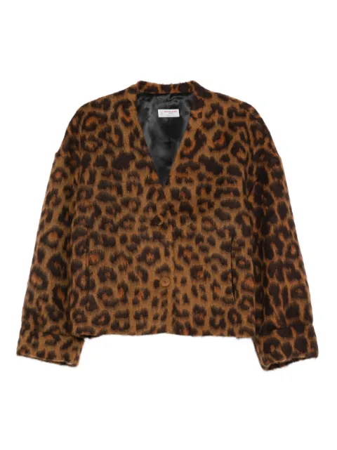 Alberto Biani leopard-print button jacket Brown PP890WO6074