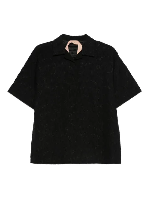 Nº21 lace-embellishment polo top Black 25IN2M0G13149219000
