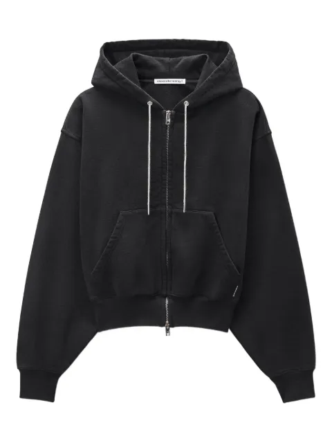 Alexander Wang rhinestone-drawcord zip-up hoodie Black 4CC1252112