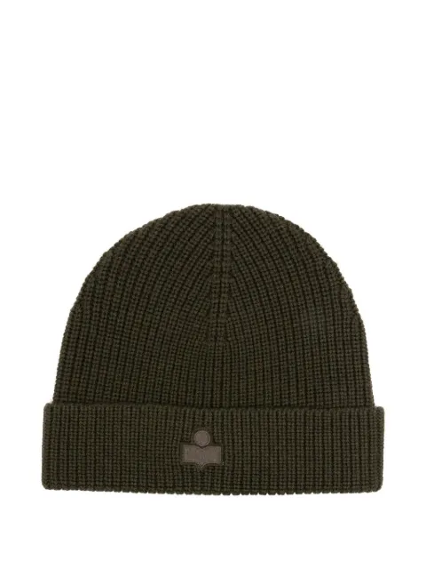 MARANT ribbed logo beanie Green BE015MHAA4L01J