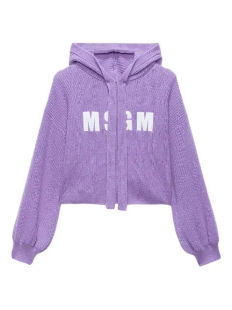 MSGM balloon-sleeve hoodie Purple 3941MDM219257785