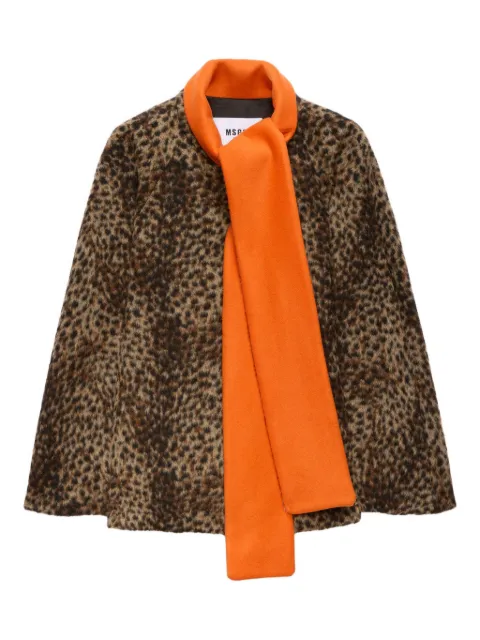MSGM attached-scarf cape Brown 3941MDC11Y257609