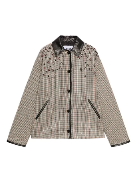 MSGM check-pattern collared coat Neutrals 3941MDH22X257619
