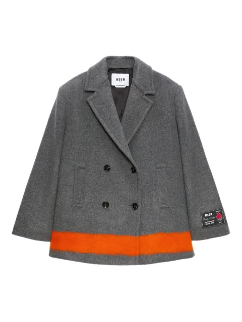 MSGM contrasting-band double-breasted coat Grey 3941MDC06X257604
