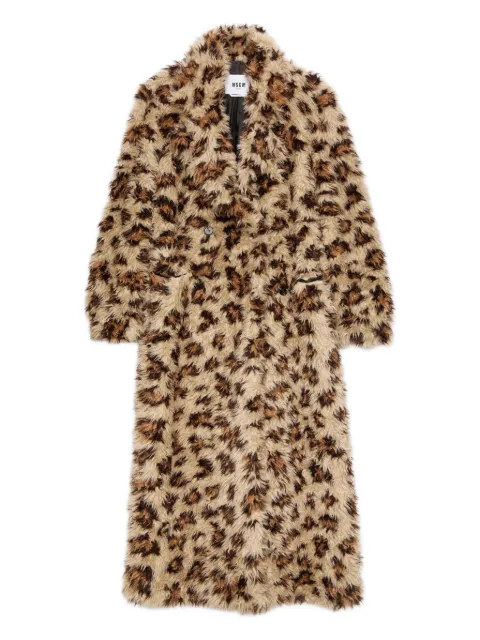 MSGM leopard-print belted coat Brown 3941MDC16257606