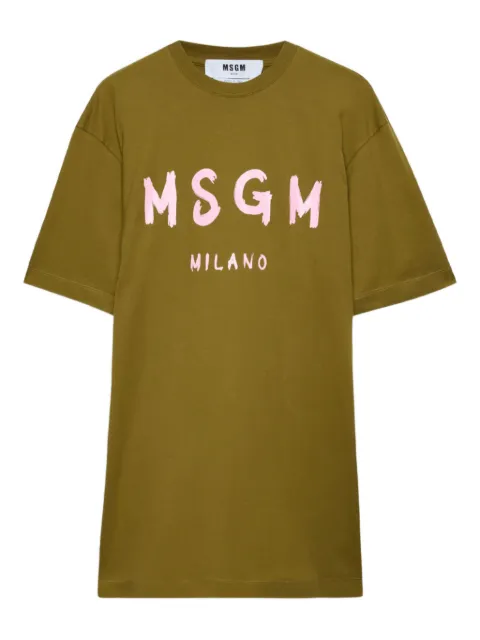 MSGM logo-print T-shirt dress Green 3941MDA510257798
