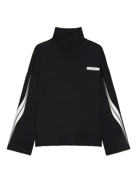 MSGM logo-print turtleneck T-shirt Black 3942MDM72N257798
