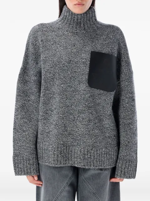 JW Anderson high-neck leather-patch sweater Grey KW1292YN0367929