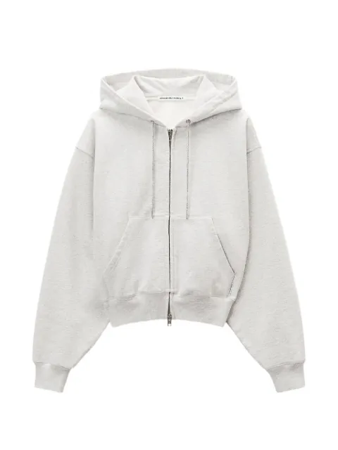 Alexander Wang rhinestone-drawcord zip-up hoodie Grey 4CC1252112