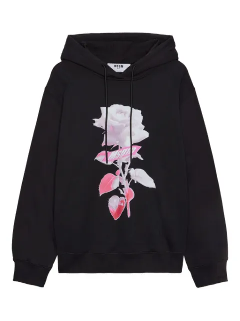MSGM rose-print hoodie Black 3942MDM103N2579