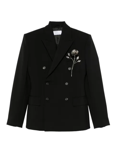 Giuseppe Di Morabito double-breasted floral-brooch blazer Black 05FW2JA096X0532