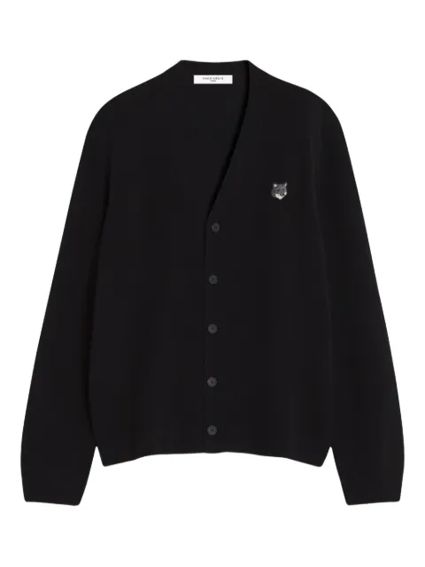 Maison Kitsuné Fox Head-detail wool cardigan Black PM00502KT1006P