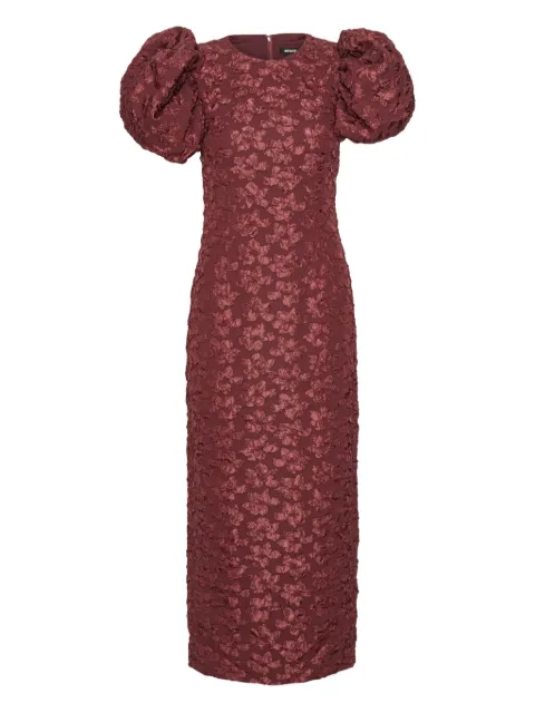ROTATE BIRGER CHRISTENSEN puff-sleeve jacquard midi dress Red 1146012734