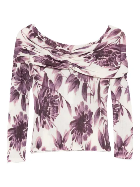 TWINSET floral-print off-shoulder sweater Neutrals 252TP3620