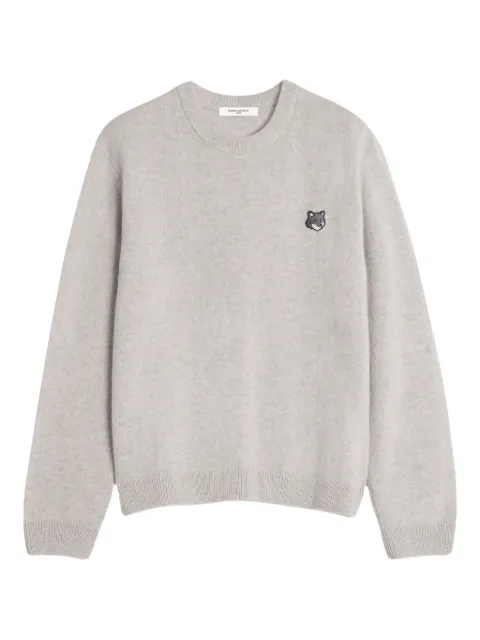 Maison Kitsuné Fox-embroidered wool sweater Grey PM00803KT1006H