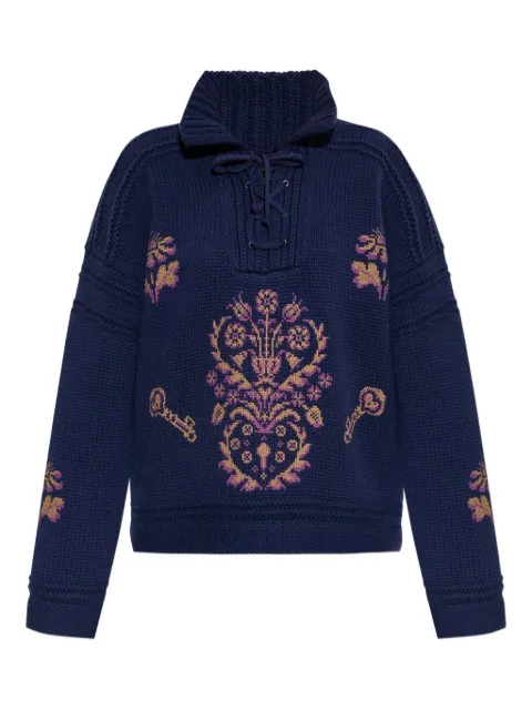 ETRO lace-up embroidered sweater WRKE0326AQ174