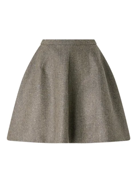 Genny herringbone pleated skirt Green 79AJE370N0710
