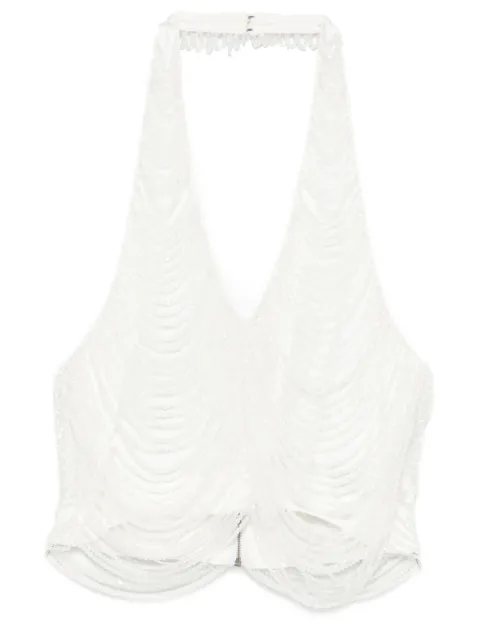Giuseppe Di Morabito halterneck fringed top White 05FW2TO37605451