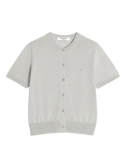 Maison Kitsuné Baby Fox-embroidered short-sleeve cardigan Grey OW00513KT1181H