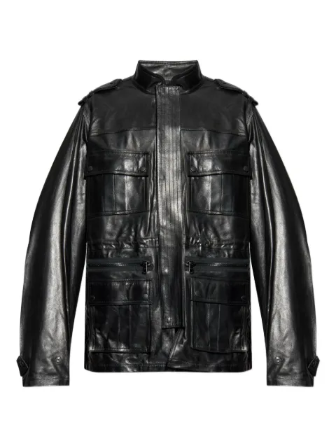 Balmain multiple-pocket leather jacket Black FH1TJ211LD63