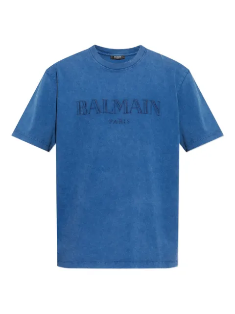 Balmain embroidered-logo t-shirt Blue FH1EG000BC72