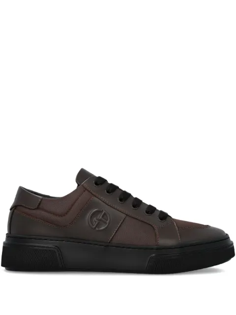 Giorgio Armani logo-embellished leather sneakers Brown X2X172XN152