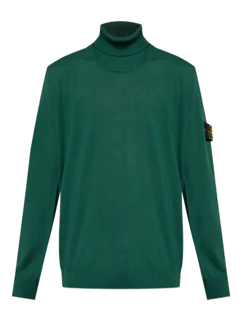 Stone Island roll-neck patch-pocket sweater Green K2S155100025S00C4