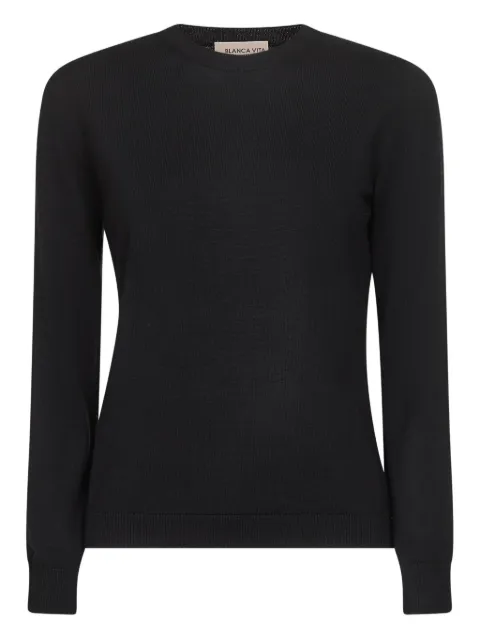 Blanca Vita ribbed crew-neck sweater Black 5421014202099