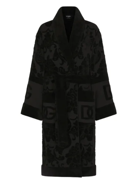 Dolce & Gabbana logo monogram jacquard bathrobe Black TCF009TCAGM
