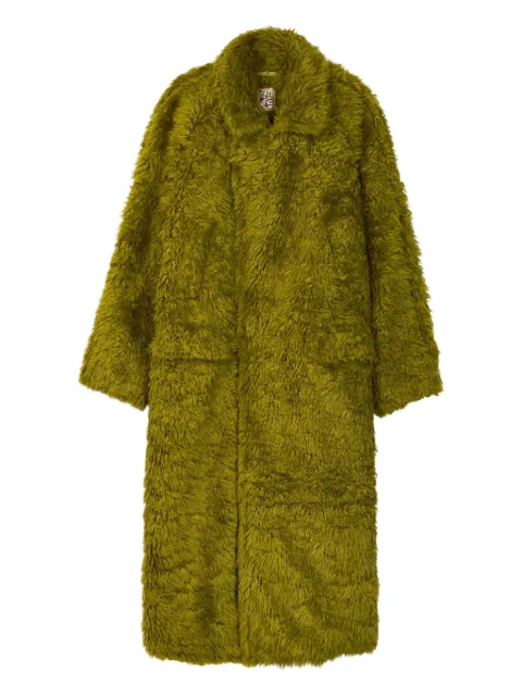 CamperLab double-breasted faux-fur coat Green AU00043002