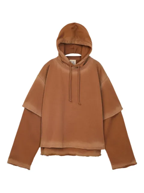CamperLab layered frayed-hem hoodie Brown AU00057002